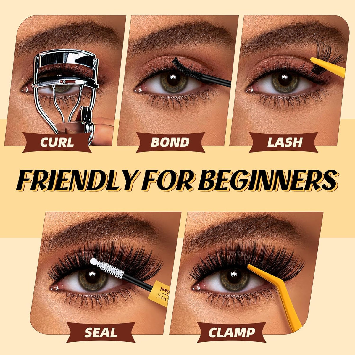 QUEWEL DIY-Lash-Extension-Kit, 280pcs 60+80+100D Lash-Clusters Mixed 10-16mm Thick