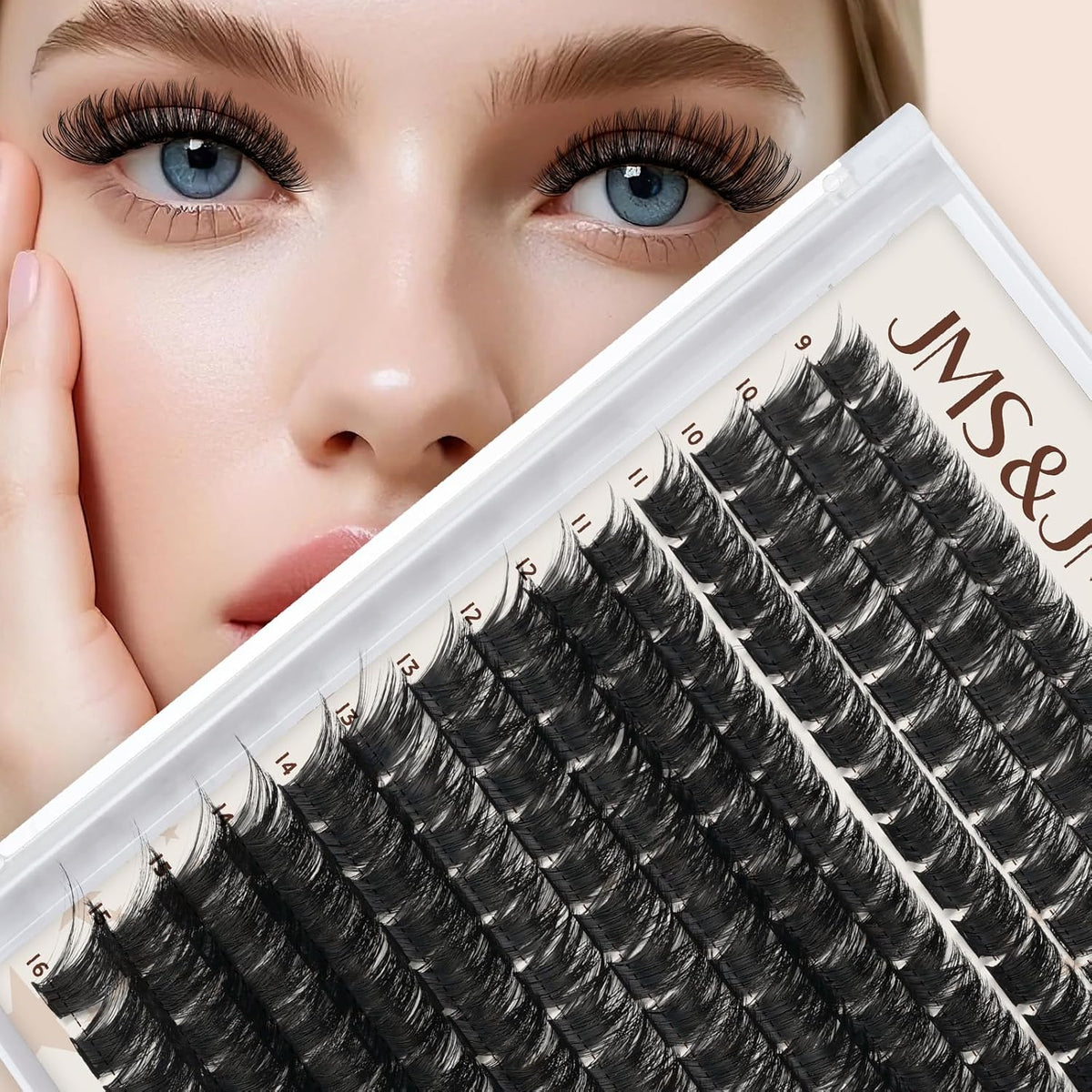 JMS&JMS 182Pcs Lash Clusters Eyelash Clusters 200D D Curl 9-16MIX Clusters Lashes Thick Super Soft