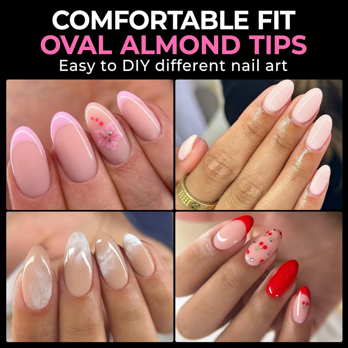 UNA GELLA Medium Oval Fake Nails Pre-Shape 216pcs Round Gel Nail Tips Press on Nails for Full Cover