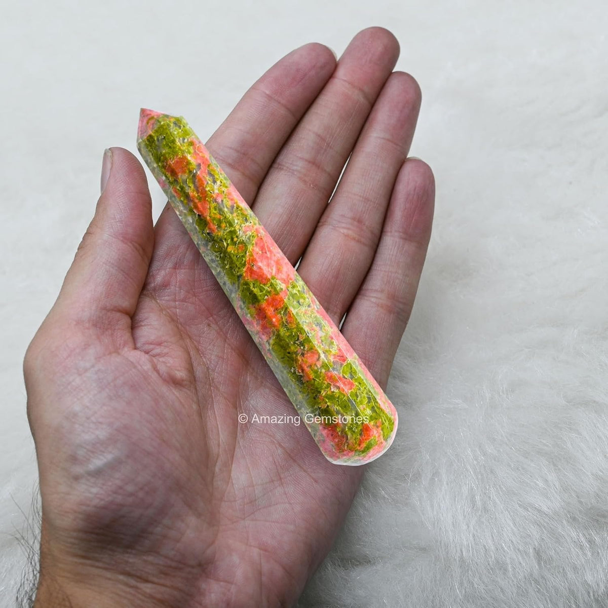 Amazing Gemstone Unakite Crystal Wand Massage Stick - Pelvic Wand Gua Sha for Adults - Crystals and