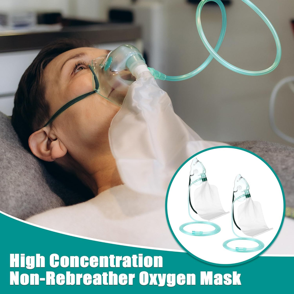 Geiserailie 2PCS XL Non Rebreather Oxygen Mask with Reservoir Bag, Non Rebreathing Oxygen Mask with