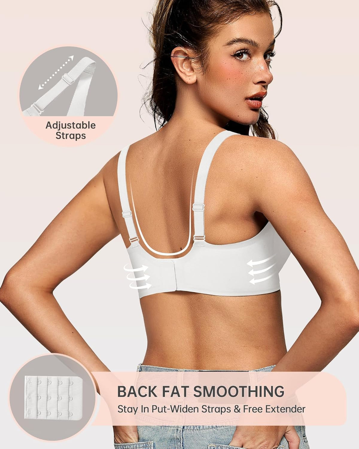 OEAK Womens Deep V Bras Wireless Comfortable Bra Supportive No Underwire Bras Tshirt Push Up