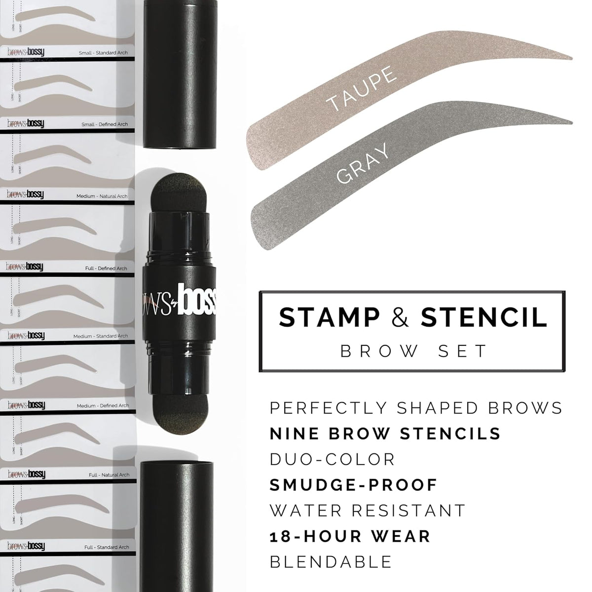 Dual-Color Eyebrow Stamp Stencil Kit with 9 Reusable Eyebrow Stencils for Professional Brow