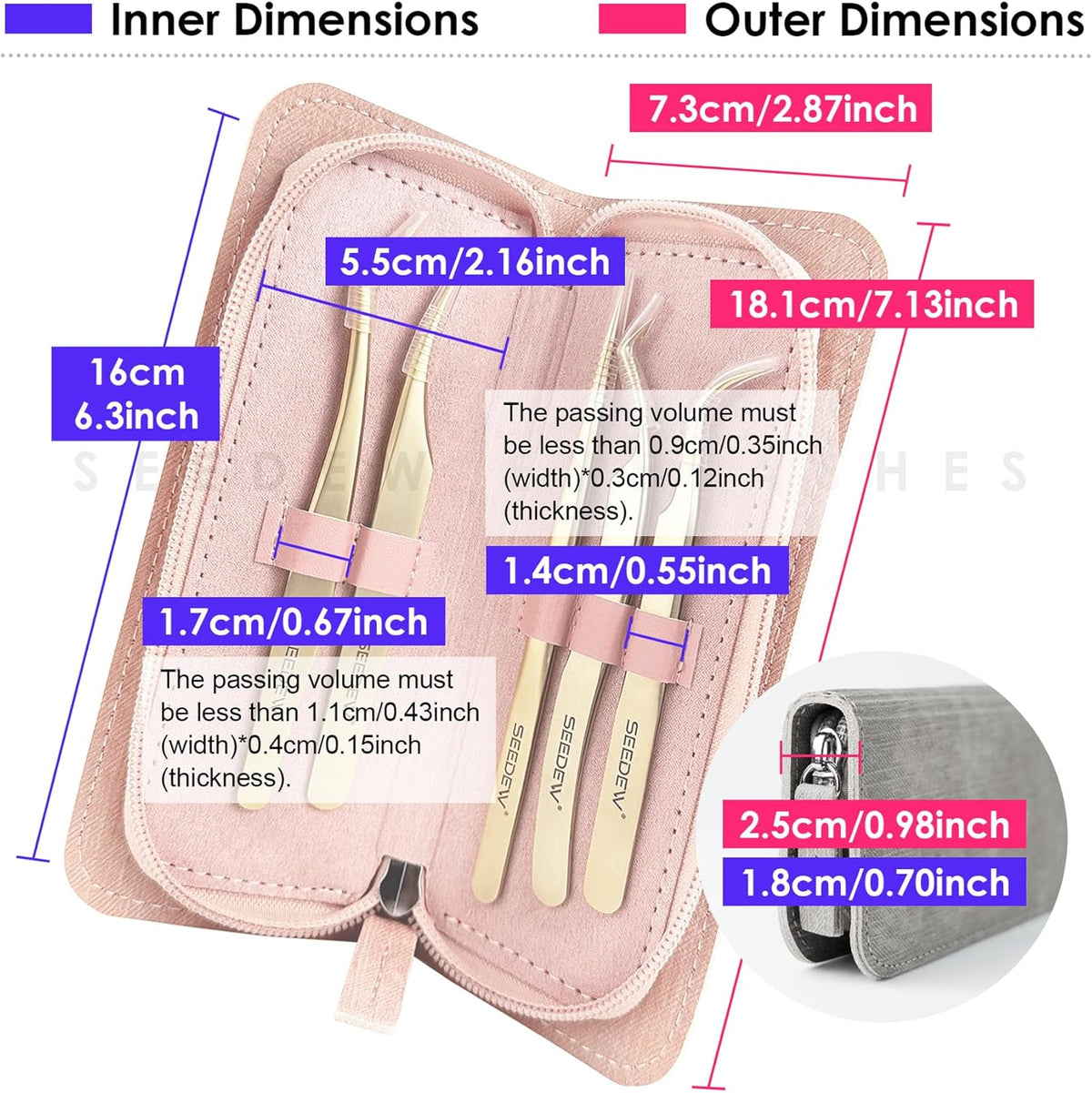 Lash Tweezers Set, 5 Stainless Steel Golden Tweezers + 1 Storage Bag, Isolation Pointy Tweezers for