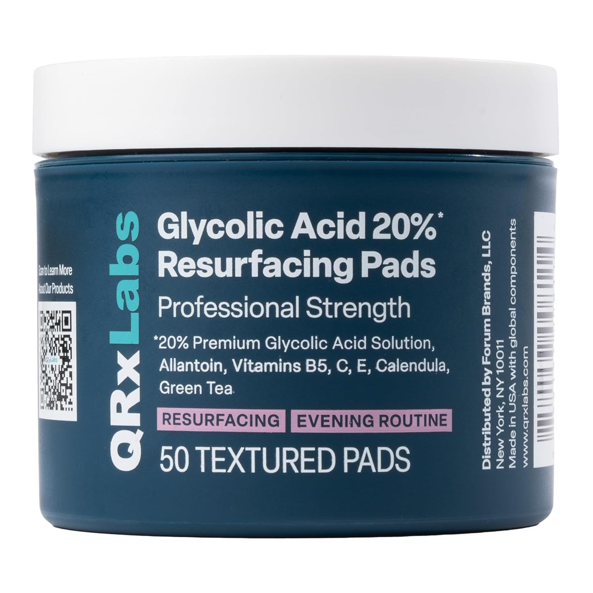 Glycolic Acid 20% Resurfacing Pads for Face & Body with Vitamins B5, C & E, Green Tea, Calendula
