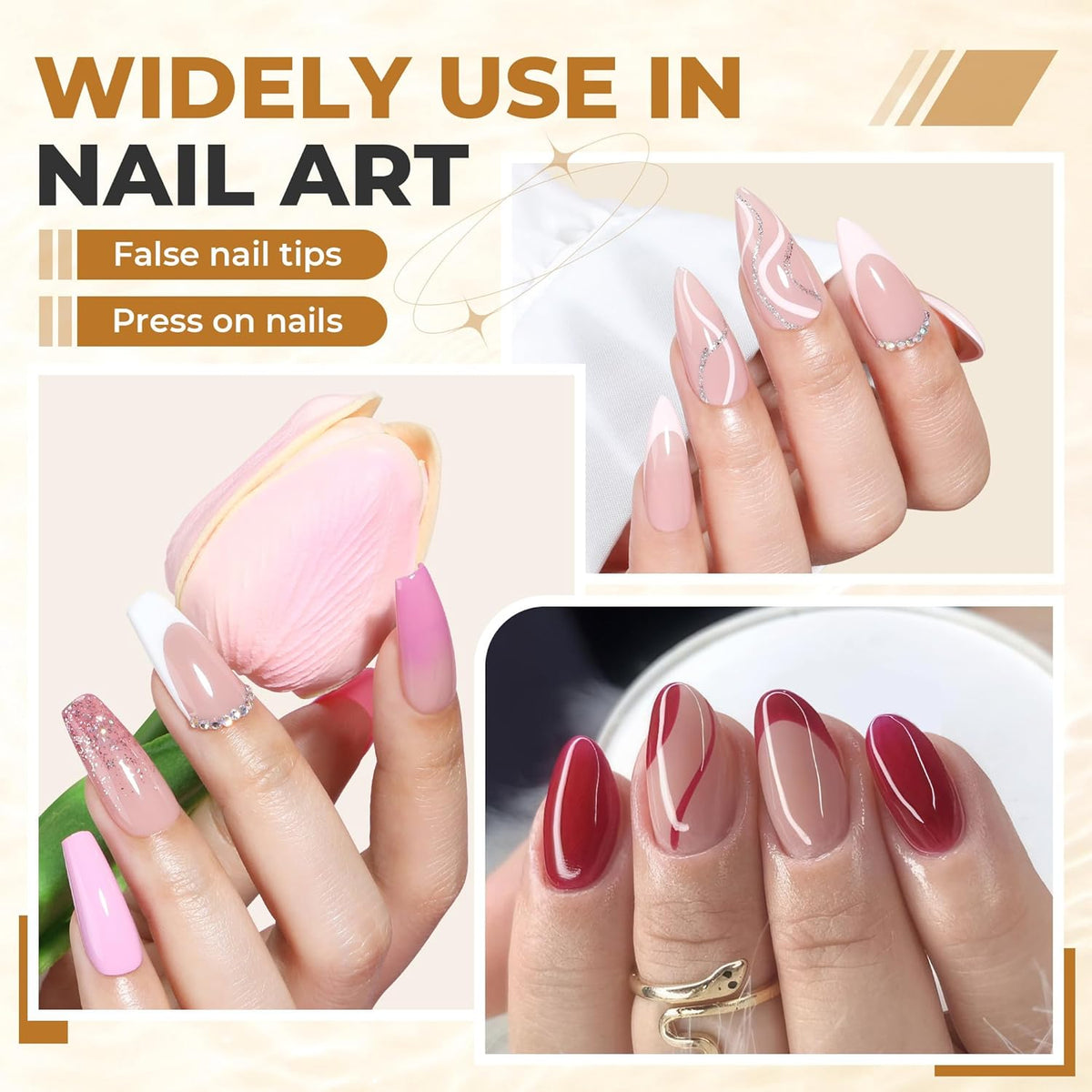 UNA GELLA Quick Drying Super Nail Glue for Press On Nails, Acrylic Nails & Nail Tips No Lamp Need