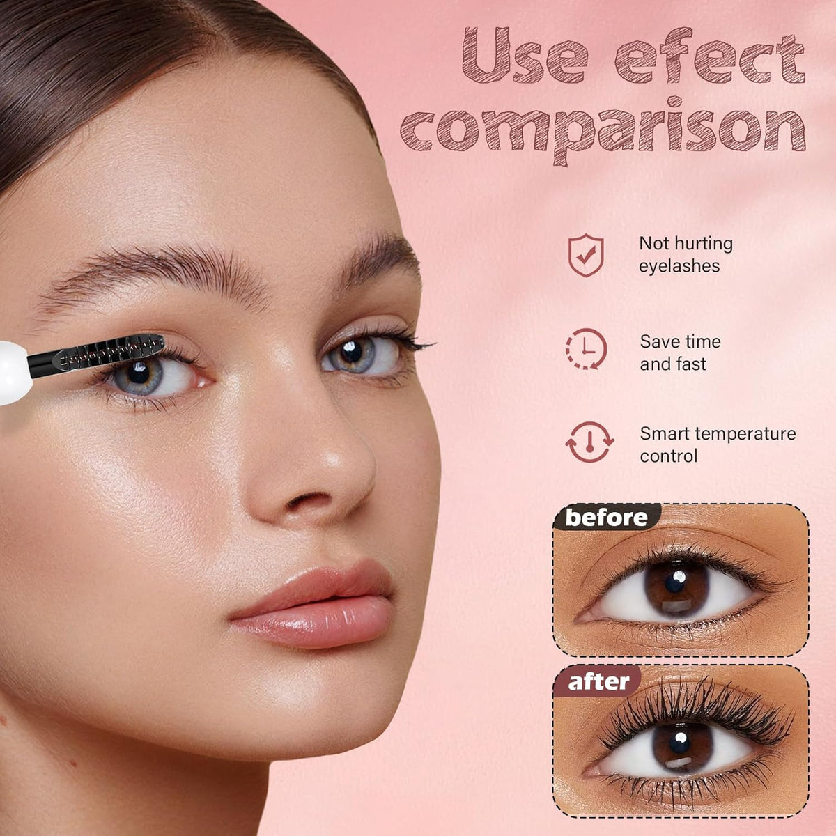 Heated Eyelash Curler for Women, Electric Lash Curler with 10s Fast Heating, 4 Adjustable Temp