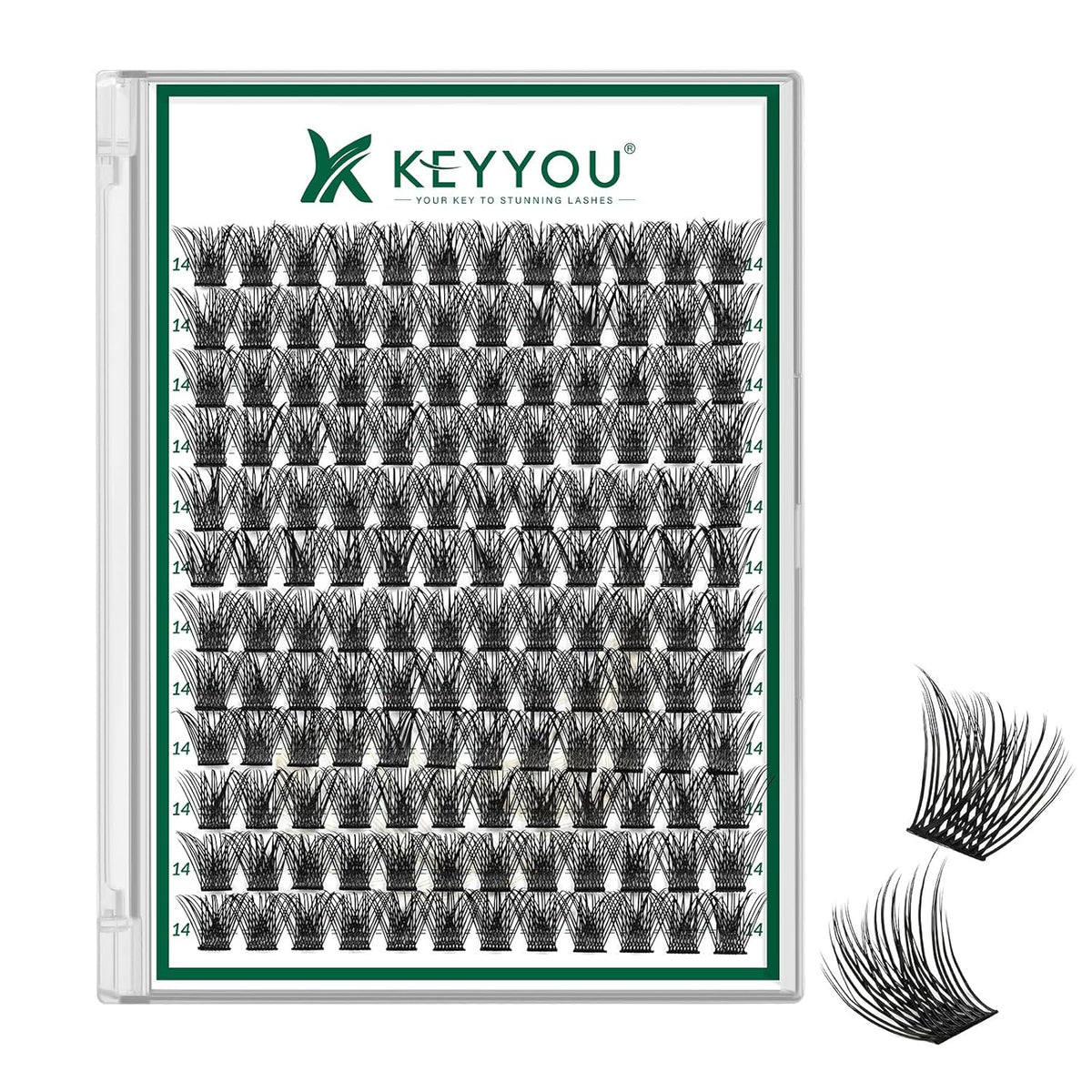Lash Clusters 144pcs Individual Lashes D Curl 10mm Eyelash Clusters KEYYOU Air Touch Cluster Lashes