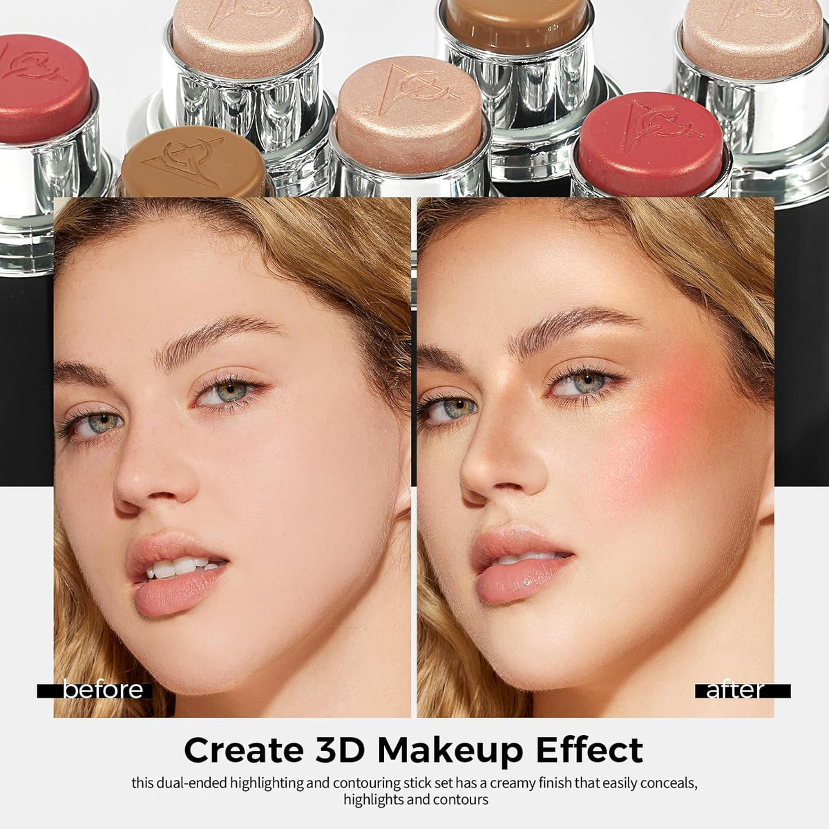 Blush Stick, Matte, Ceam Blush, Non-Greasy, Blush Stick for Cheeks, Blendable Color, Fragrance of