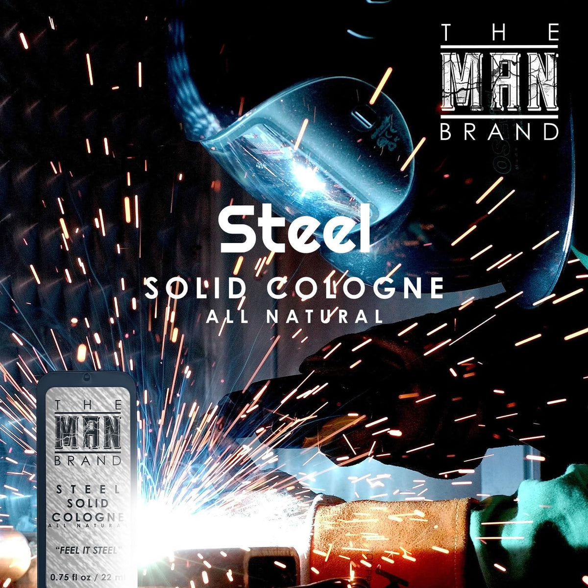 Steel Solid Cologne 0.75 oz - Natural Men's Cologne - Redefined men's fragrance Wax Cologne, Steel