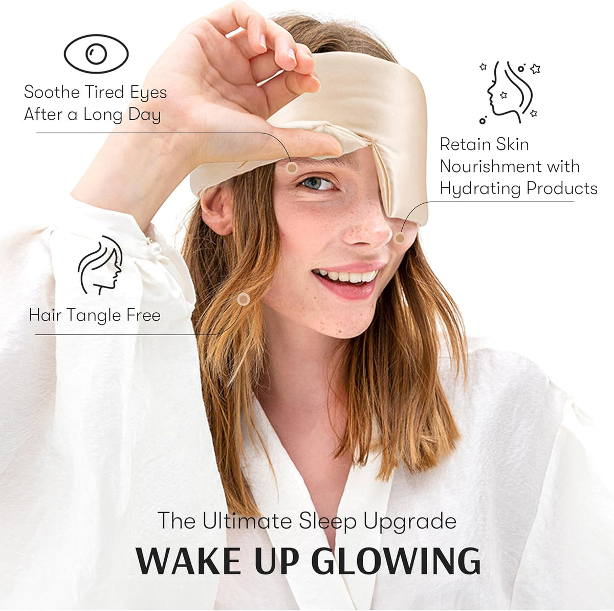 Silk Sleep Mask for Women and Men, Side Sleeper, 22 Momme Pure Mulberry Silk Total Blackout 100%