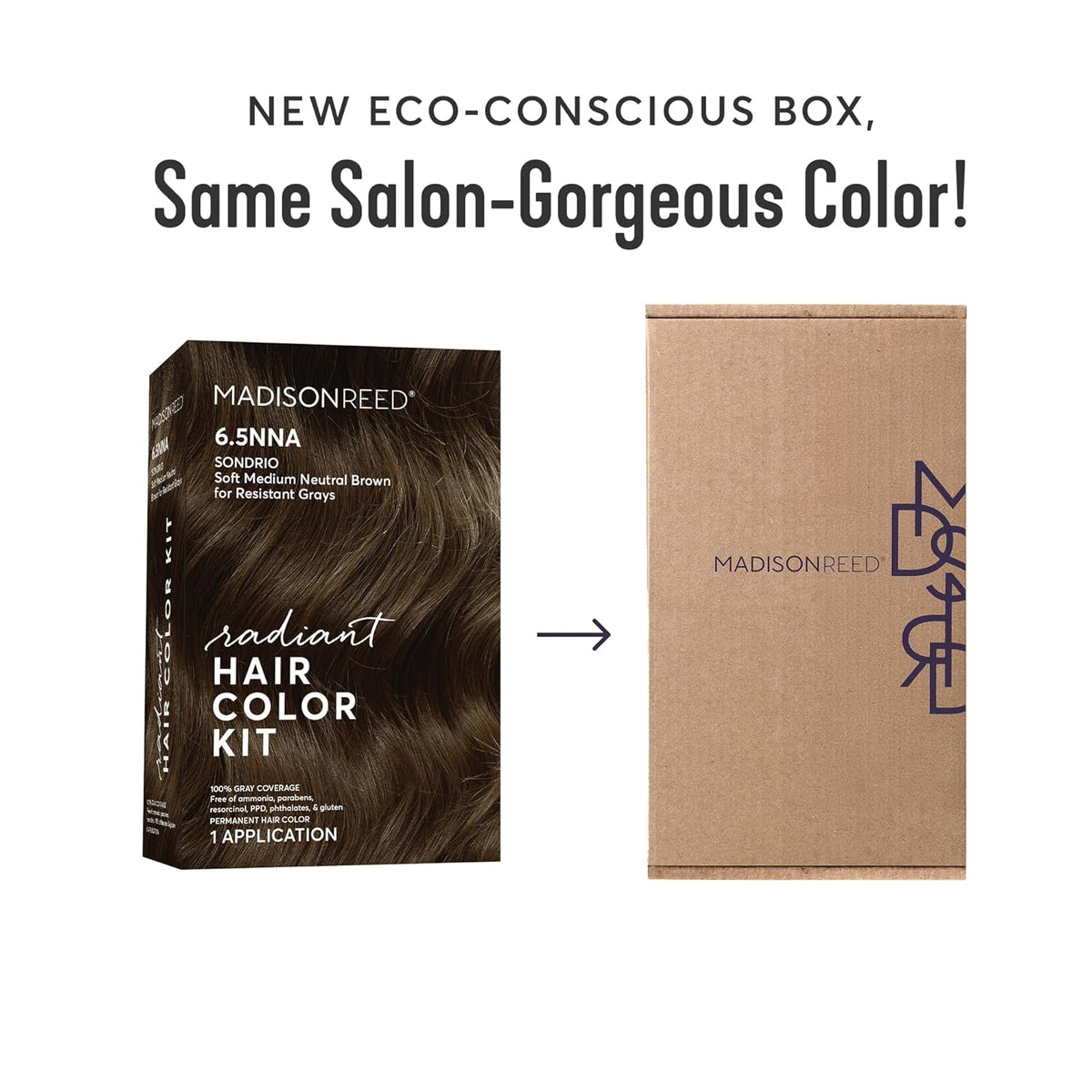 Madison Reed Radiant Hair Color Kit | 6.5NNA Medium Neutral Brown (Sondrio) 100% Maximum Gray Hair
