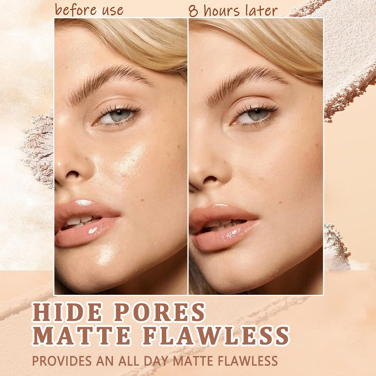 Oil Control Face Pressed Powder,Matte Smooth Flawless Setting Powder Makeup,Waterproof Long Lasting