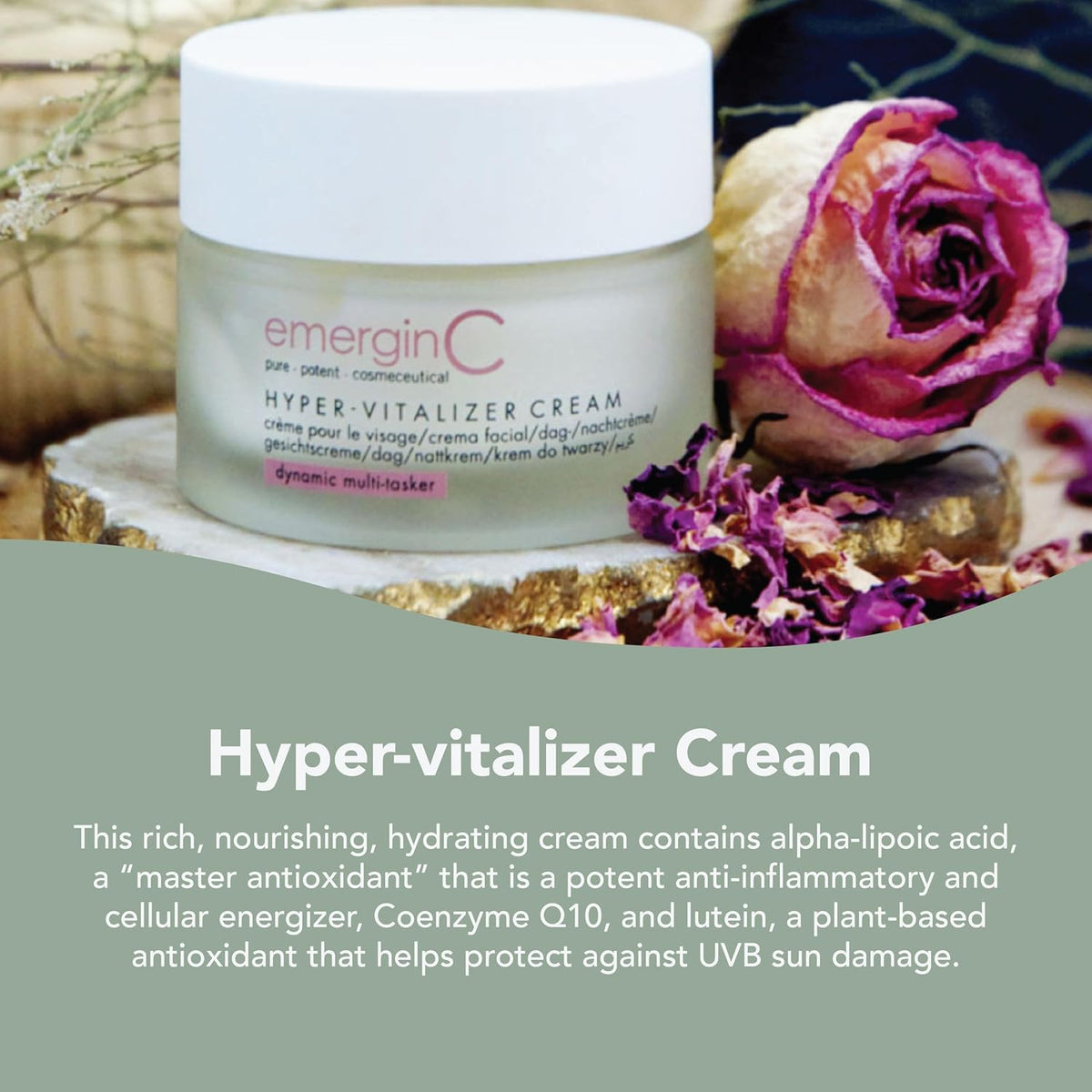 emerginC Hyper-Vitalizer Cream - Antioxidant Facial Moisturizer - Alpha-Lipoic Acid, Hyaluronic