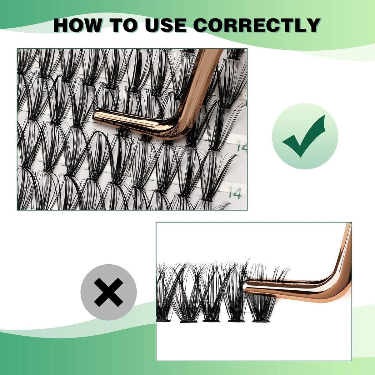 Lash Clusters 300pcs Individual Lashes 30D 0.07D Curl 14mm DIY Eyelash Extension KEYYOU Large Tray