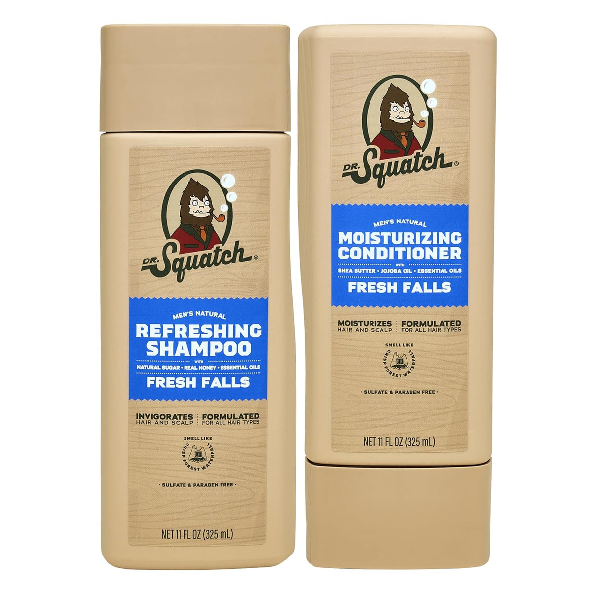 Dr. Squatch Natural Hair Bundle for Men - Healthy, Full Looking Hair - Fresh Falls Shampoo (8 fl