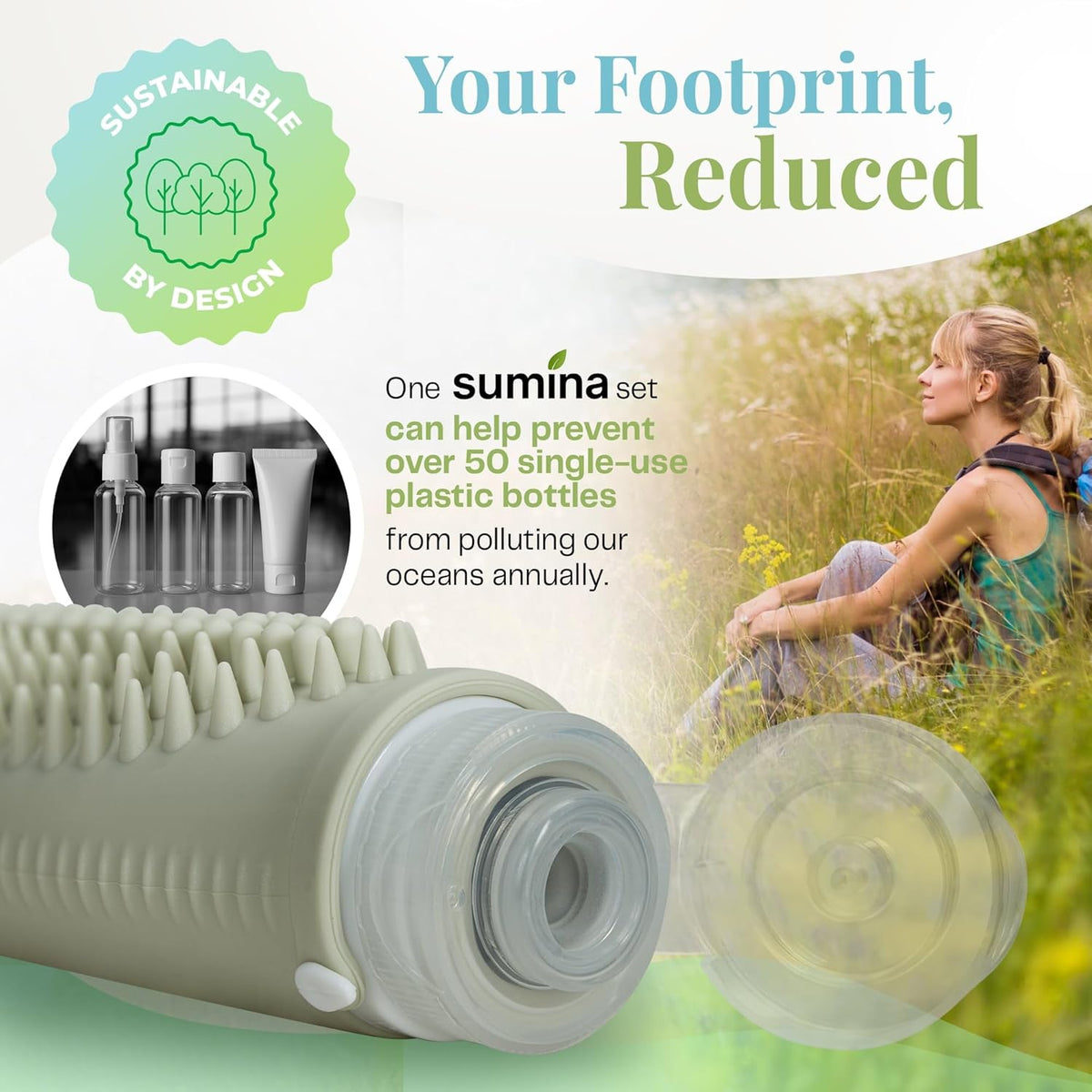 Sumina Silicone Travel Bottles 3 Pack (3.4oz) – TSA-Approved Leak-Proof Toiletry Containers with