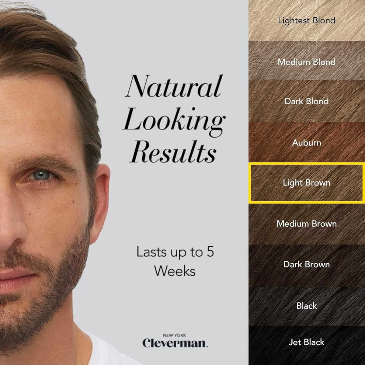 Cleverman Hair & Beard Dye Kit for Men, All-in-One Reusable Mens Hair Color, Natural Gray Coverage