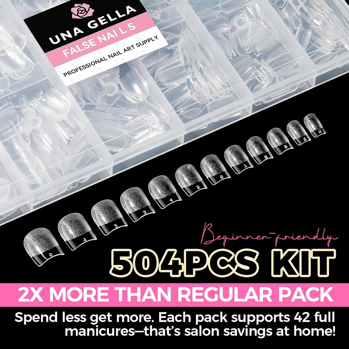 UNA GELLA Extra Short Nail Tips: 504pcs Square Fake Nails Pre-shape XS Short Square Press on Nails