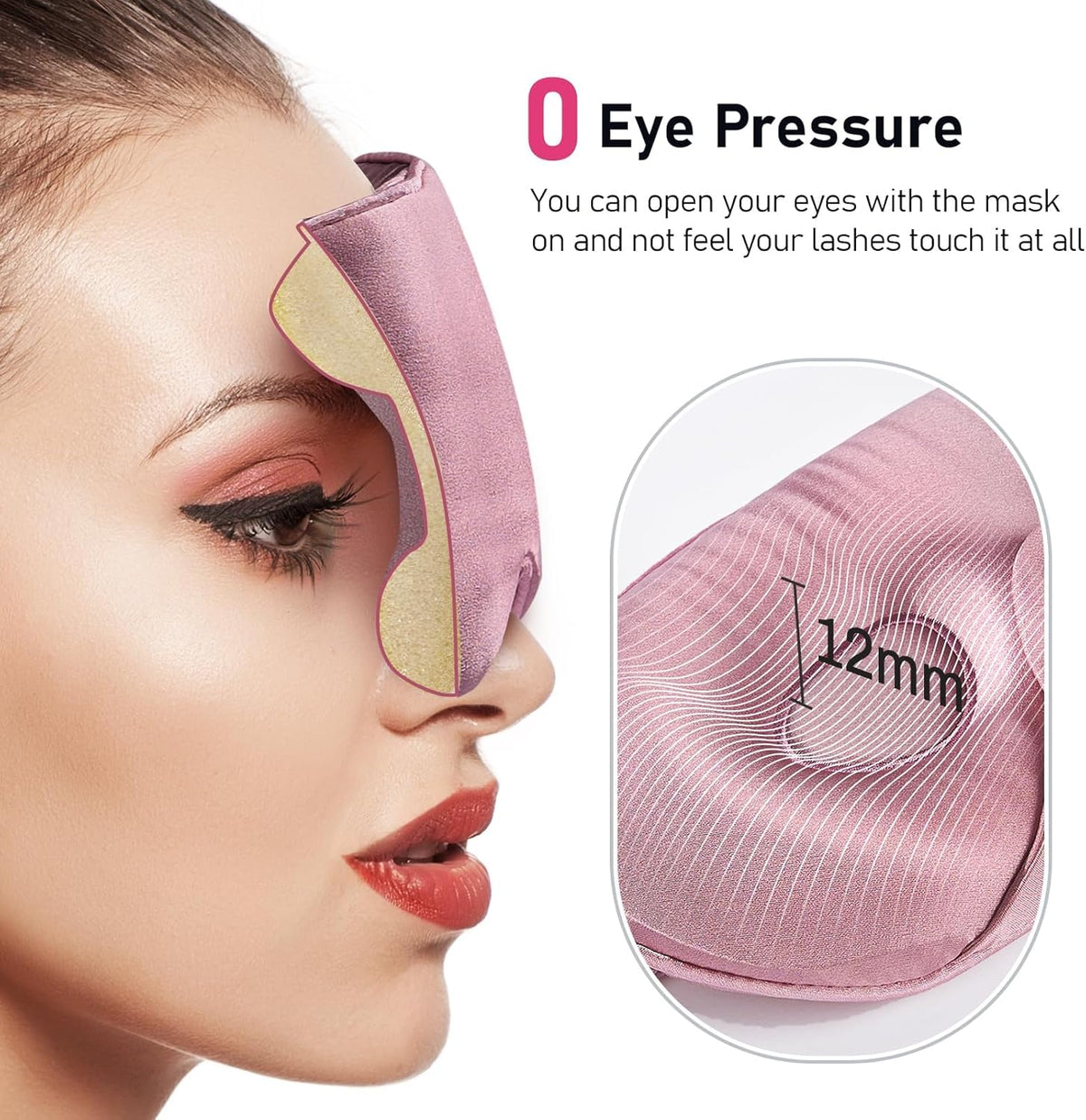 LitBear 100% 22 Momme Mulberry Silk Sleep Mask - 3D Contoured Eye Mask for Men Women, Soft