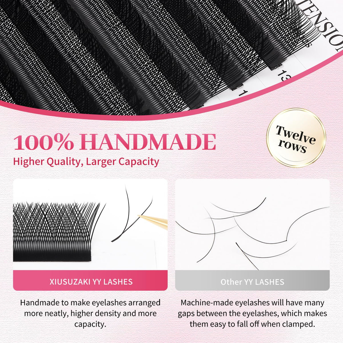 YY Lash Extensions Y Eyelash Extensions 0.05mm Thickness D Curl Mix 8-15mm Premade Fans 4D