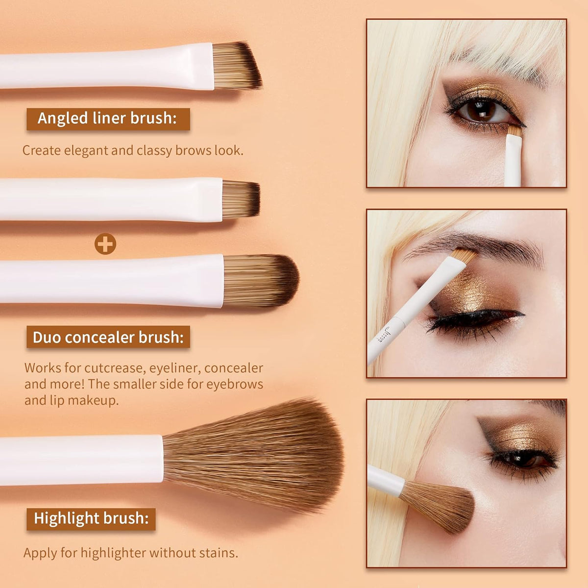 Jessup Precision Makeup Brushes 10Pcs Eye Makeup Brush Set Premium Synthetic Eyeshadow Concealer