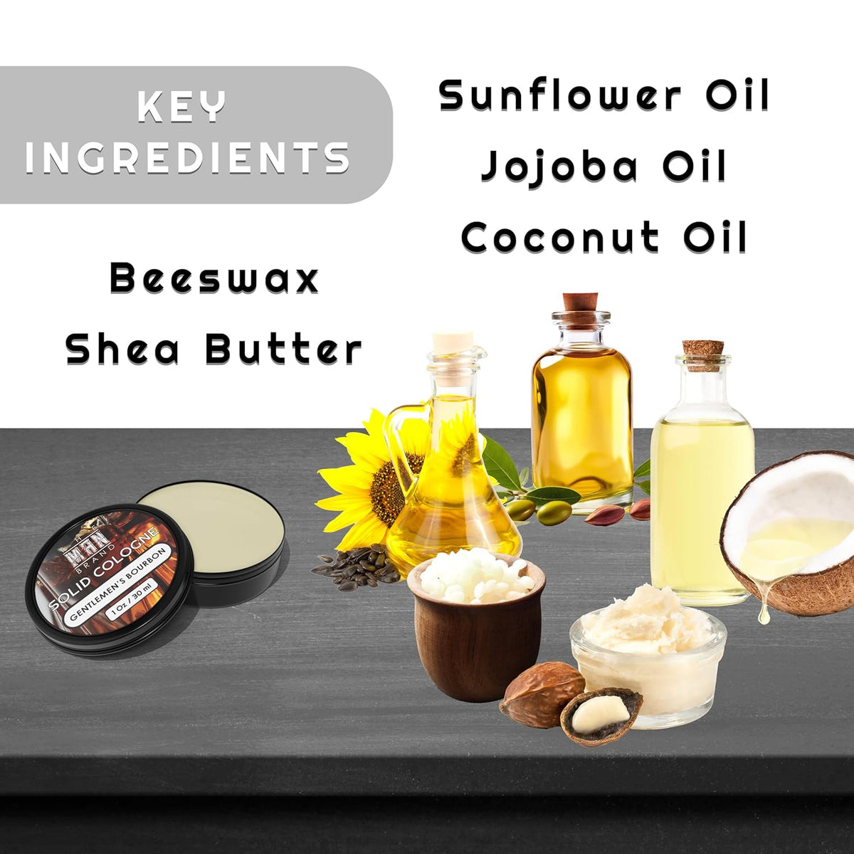 Solid Cologne Men's Gentlemen's Bourbon Scent, Wax Bourbon Cologne for men, Solid Perfume with