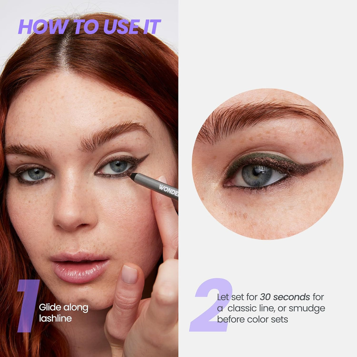 Wonderskin Eyeliner Pencil, 1440 Longwear Blue Glitter Eyeliner Pencil - Waterproof, Sharpenable &