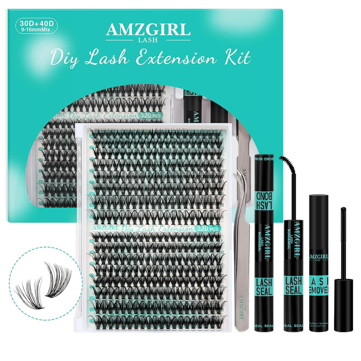 Lash Clusters Kit 320Pcs,DIY Individual Lashes Extension Kit,Lash Bond And Seal,Lash Remover For