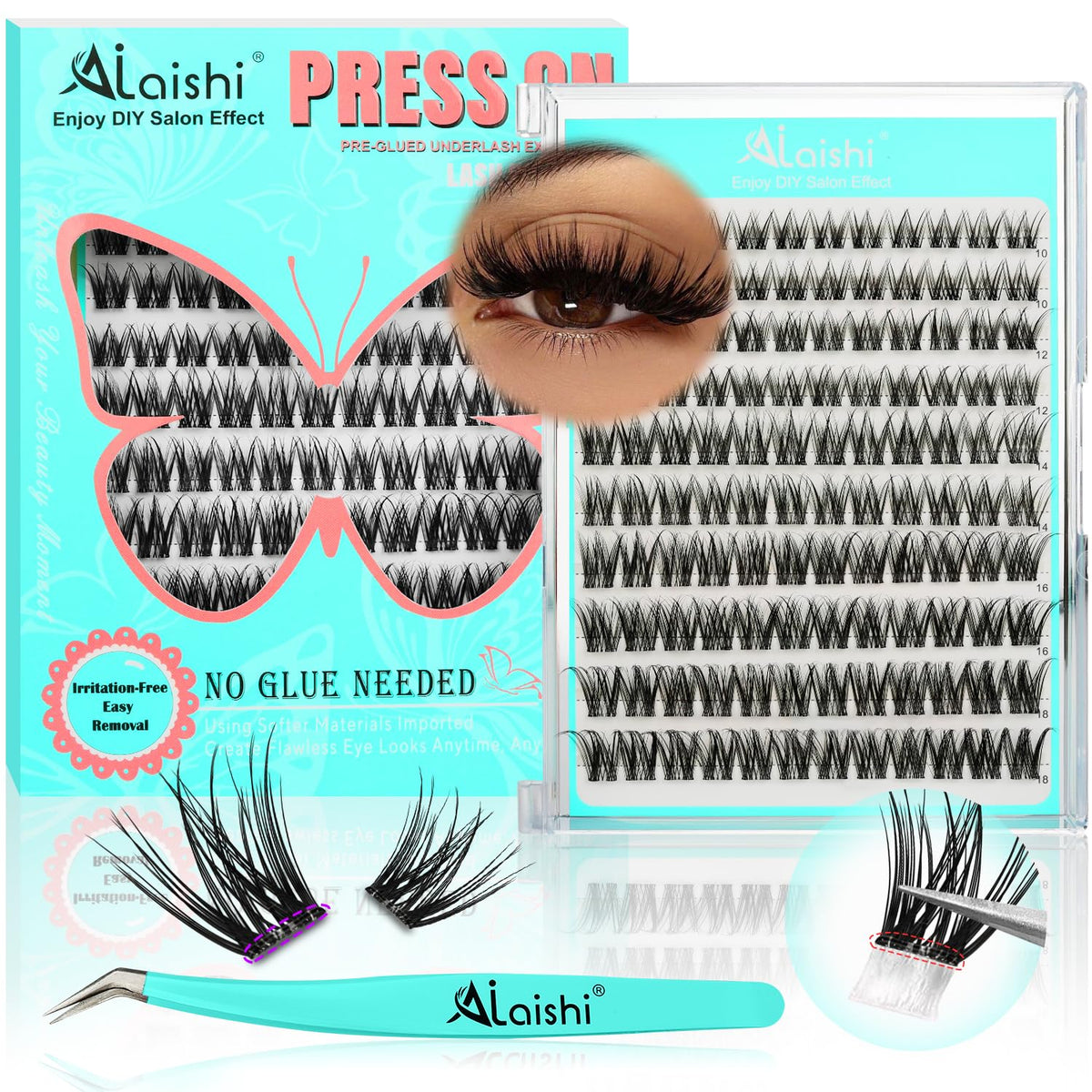 No Glue Needed Lashes, Self Adhesive Eyelashes, DIY Lash Cluster Eyelash Extensions Kit