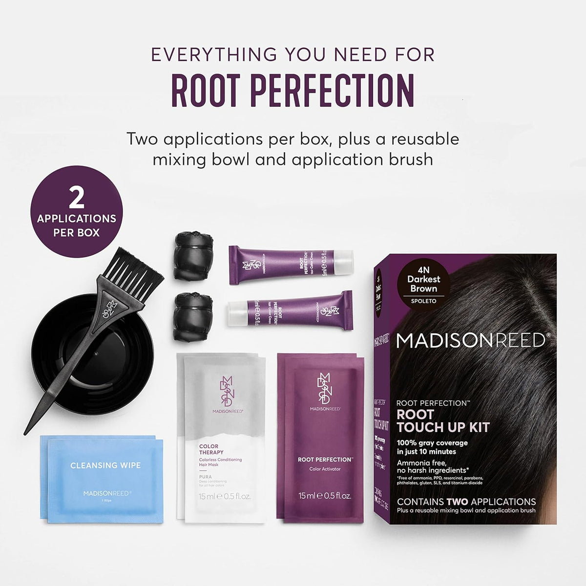 Madison Reed Root Perfection Permanent Root Touch Up, Darkest Brown 4N Spoleto, 10 Minutes for 100%