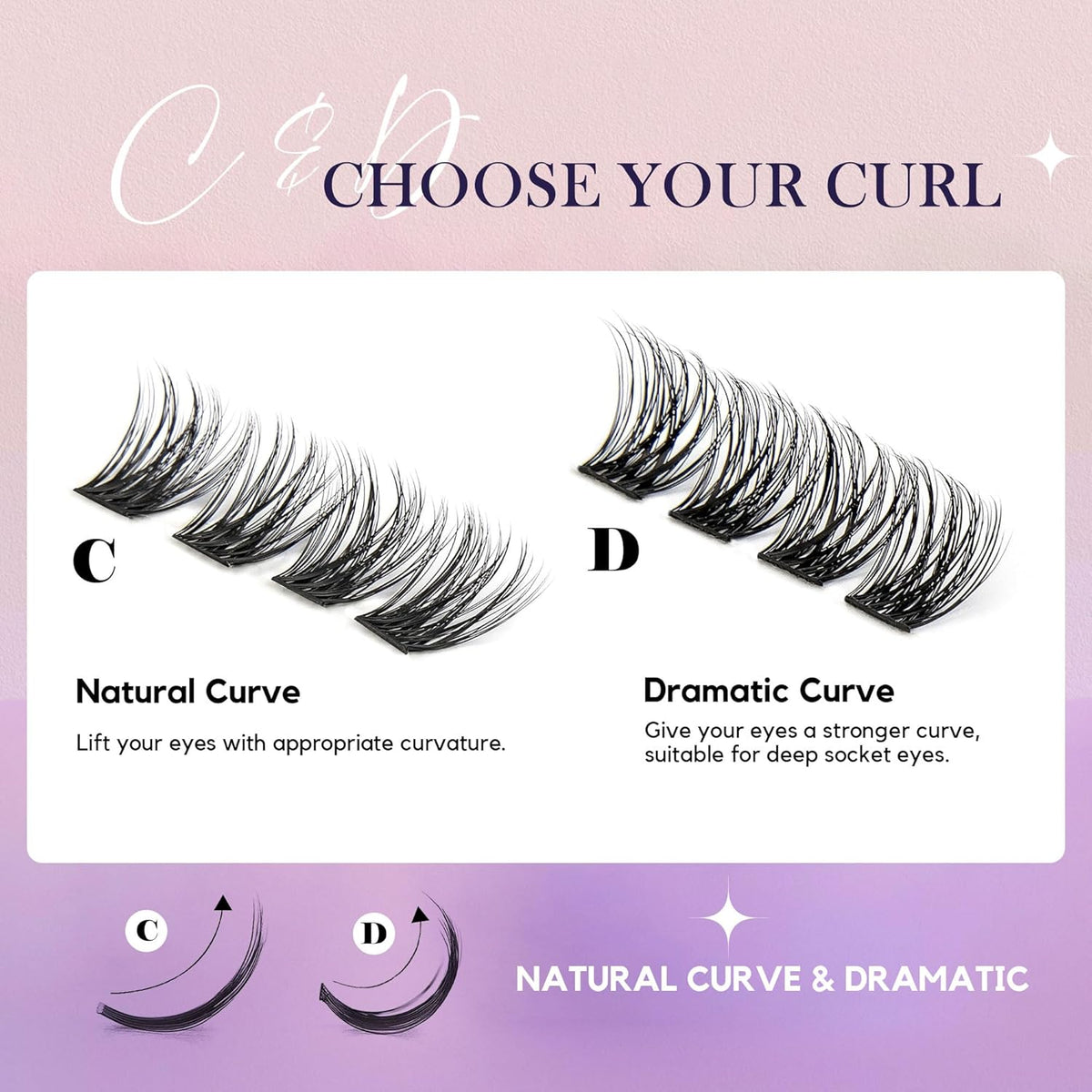 GAQQI Lash Clusters, GQ19 Individual Lashes 168pcs D Curl, DIY Lash Extension 14mm Length Only