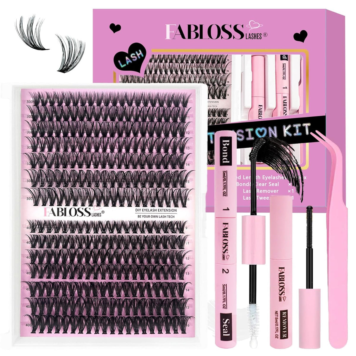 Lash Clusters Kit Fluffy 280Pcs Lash Clusters DIY Eyelash Extension Kit 30D+40D Individual Lashes