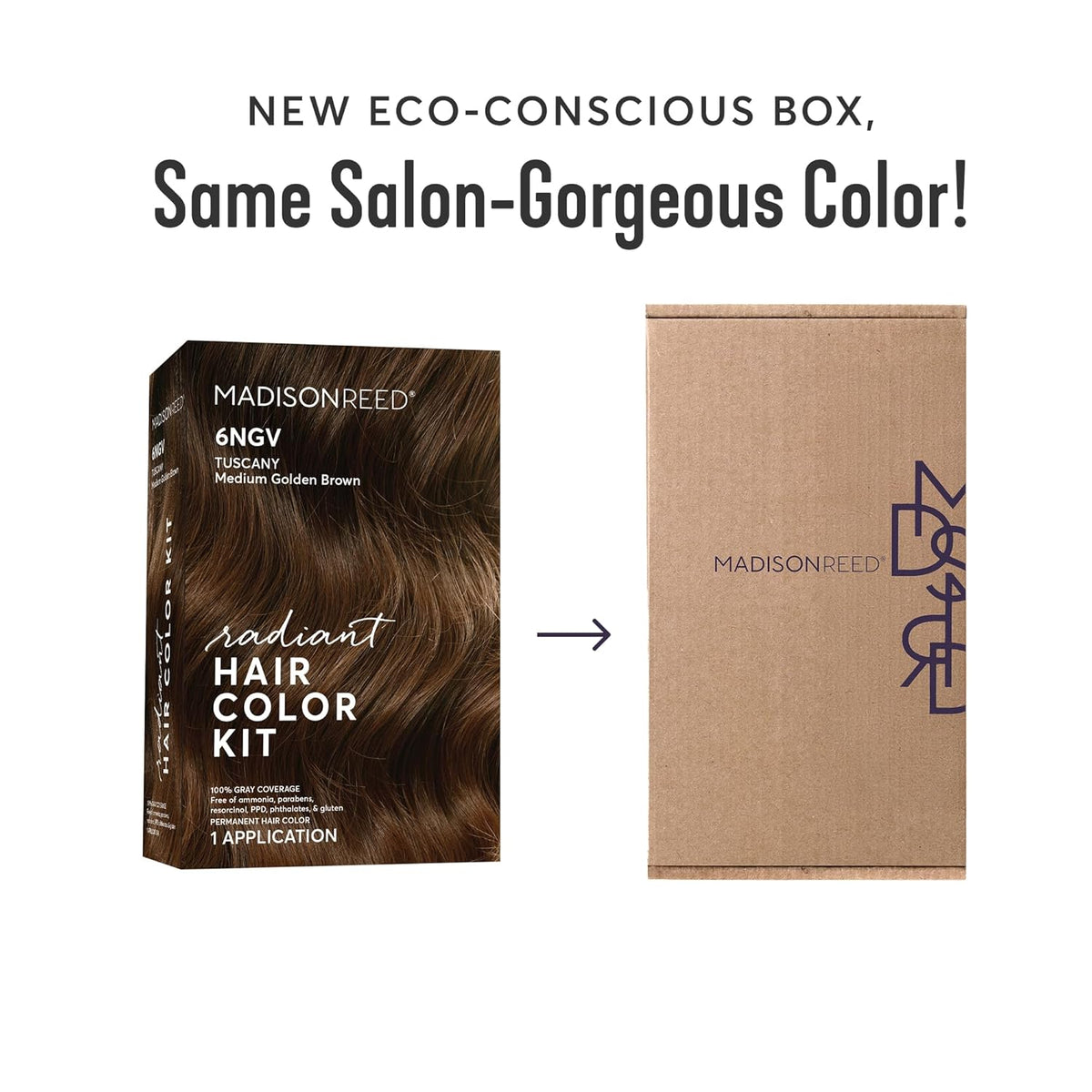 Madison Reed Radiant Hair Color Kit | 6NGV Medium Golden Brown (Tuscany Brown) for 100% Gray Hair