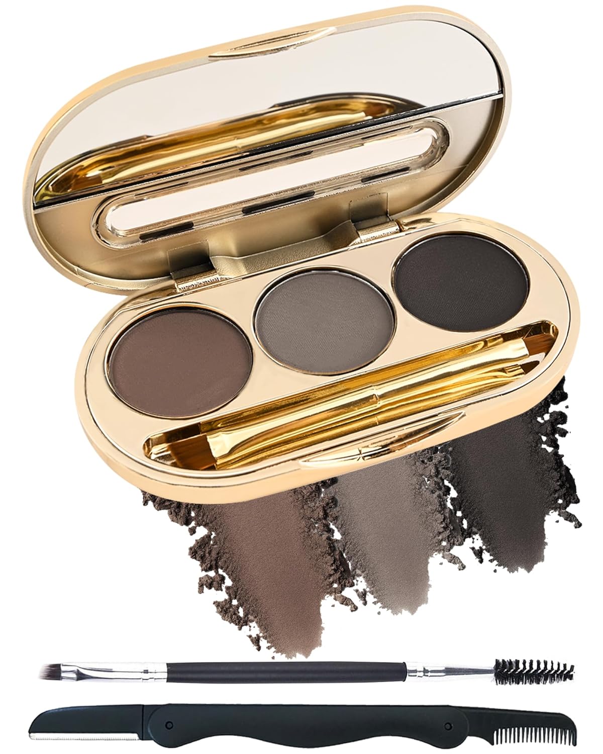 Eyebrow Powder Makeup Kit-3 Colors Eye Brow Tinting Powder Palette for Women Eyebrows Long-Lasting