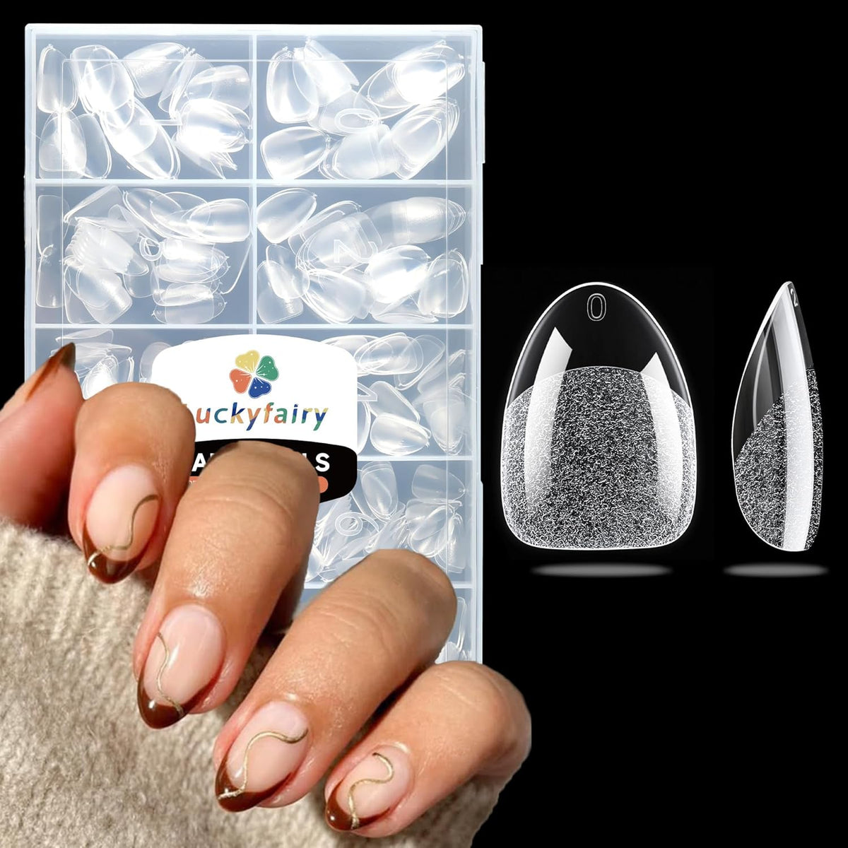 Extra Short Almond Fake Nails, 504pcs Soft Gel Pre-Shaped Acrylic Nail Tips, Half Matte Full Cover