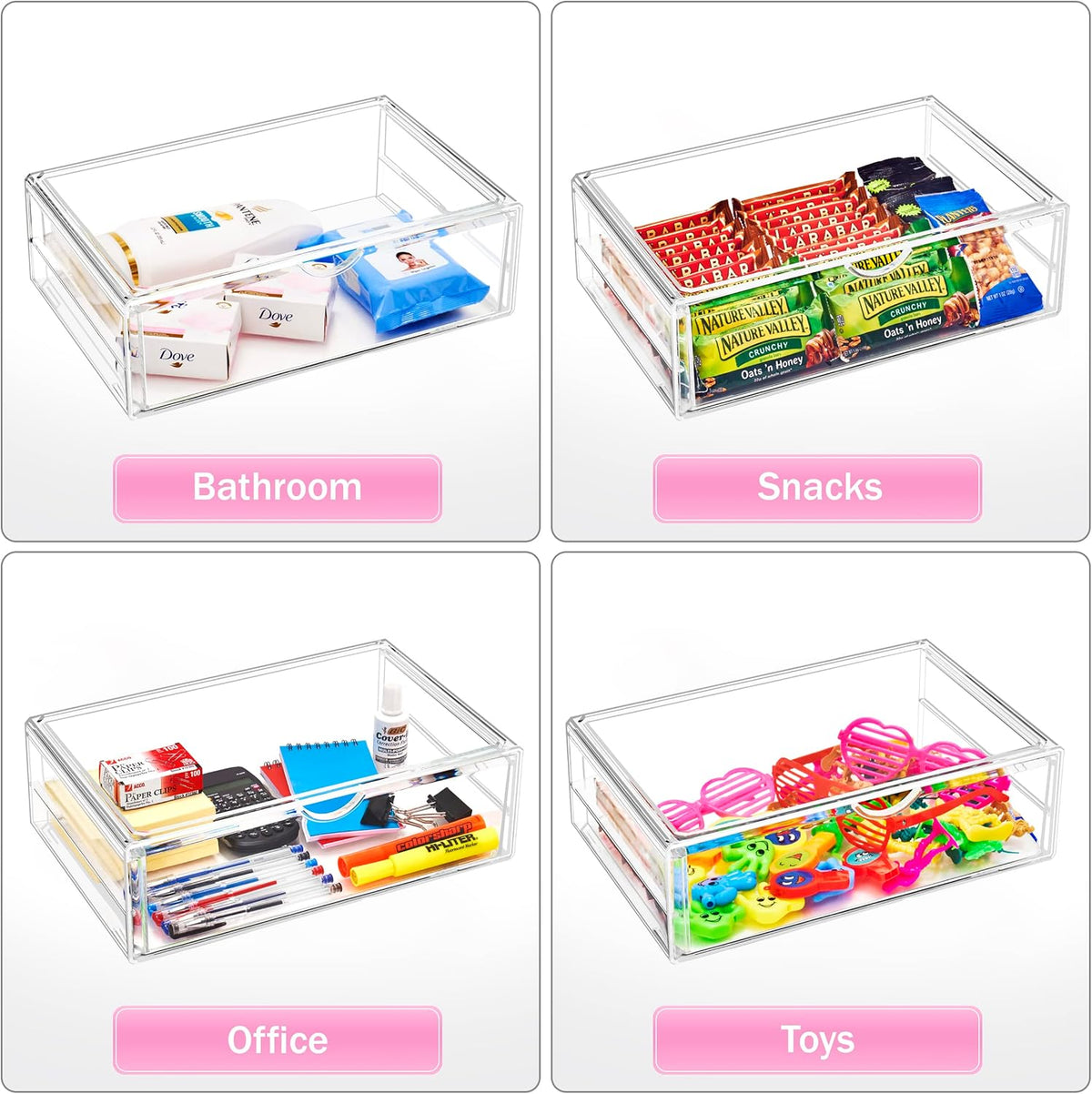 Sorbus Large Stackable Acrylic Drawers - 1 Clear Storage Drawers for Organizing Make up, Nail