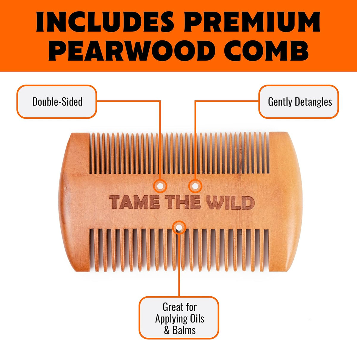 TAME The Wild Beard Brush and Beard Straightener for Men - Ionic Heated Comb with 3 Adjustable