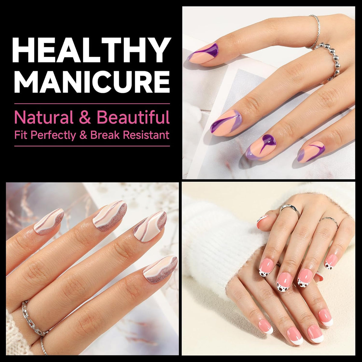 UNA GELLA Short Oval Round Nail Tips, Soft Gel Pre-shaped Half Matte Short Oval Gel Nail Tips Full