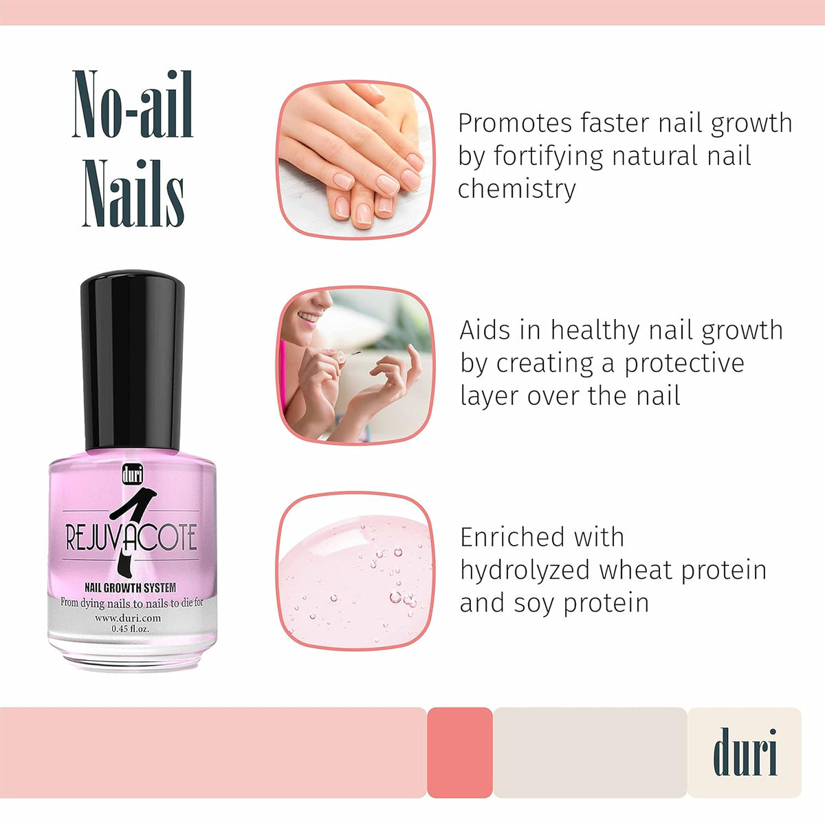 duri Rejuvacote 1 Nail Growth System - Original Maximum Strength Formula - Nail Strengthener and