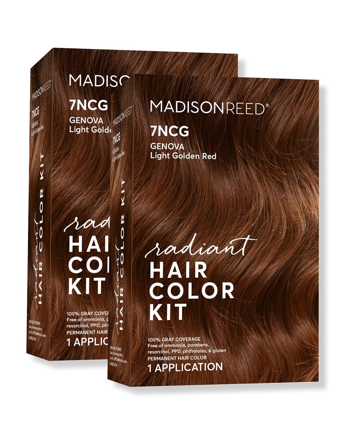 Madison Reed Radiant Hair Color Kit | 7NCG Light Golden Copper (Genova Red) for 100% Gray Hair