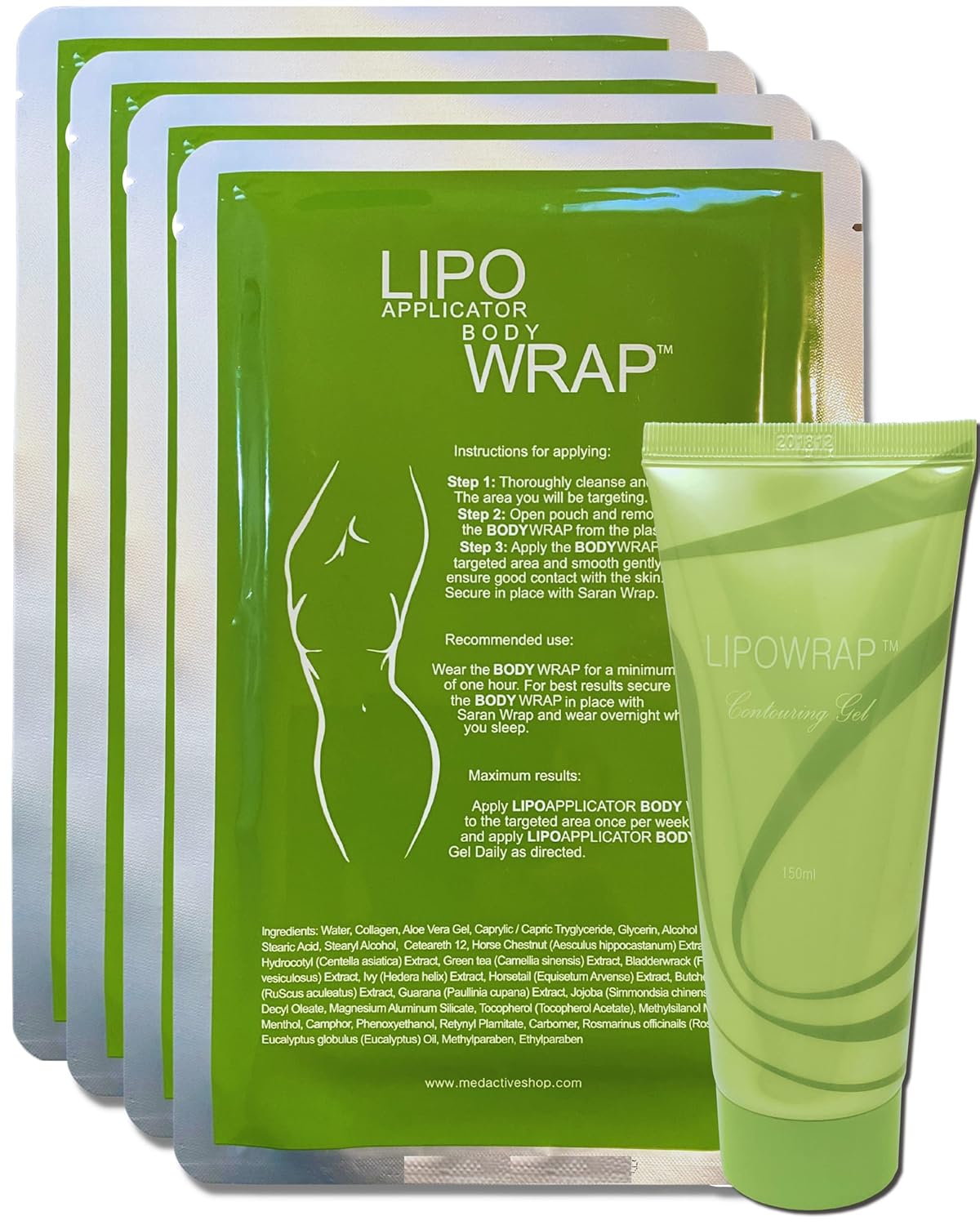 Tummy Body Wrap with Guarana, Green Tea, Seaweed Wraps Works for Stomach Belly Legs Arms Abdomen.