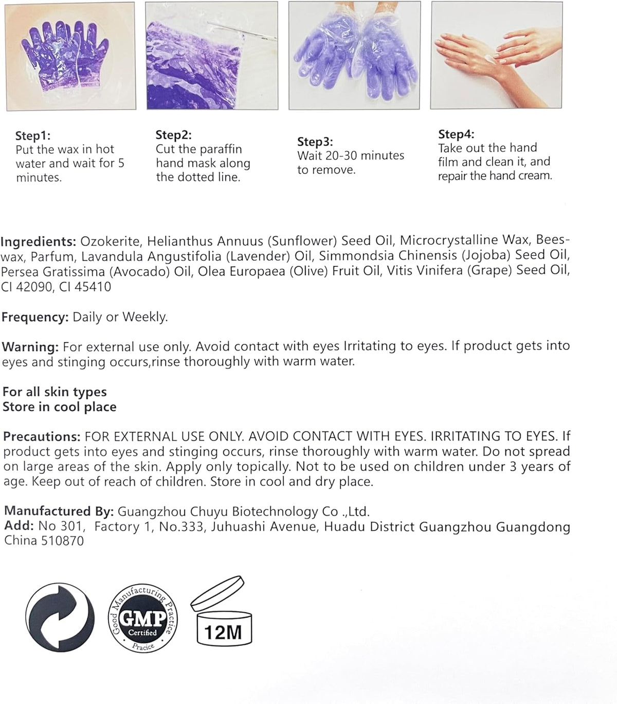 10-Minute Paraffin Hand Treatment, Home Hand Wax Spa Treatment Gloves, Rose, One-Pair