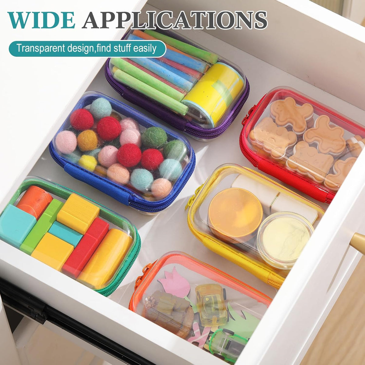 Sanwuta 6 Pcs Clear Hard Zipper Case Pencil Pouches Hard Plastic Zipper Pouches Makeup Bag