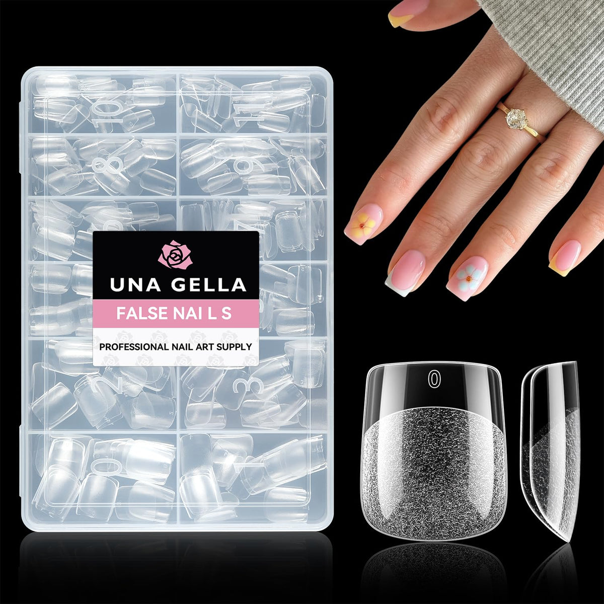 UNA GELLA Extra Short Square Nail Tips XS 216pcs Pre-shape Extra Short Square Press on Nails Gel