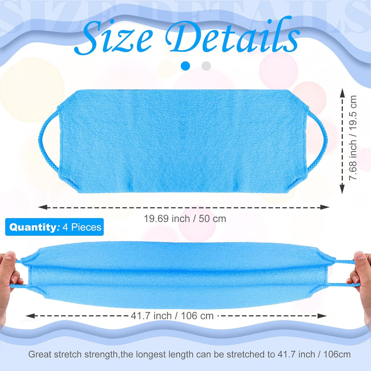 Moukeren Exfoliating Back Scrubber with Handles 4 Pack Nylon Back Exfoliator Extended Length