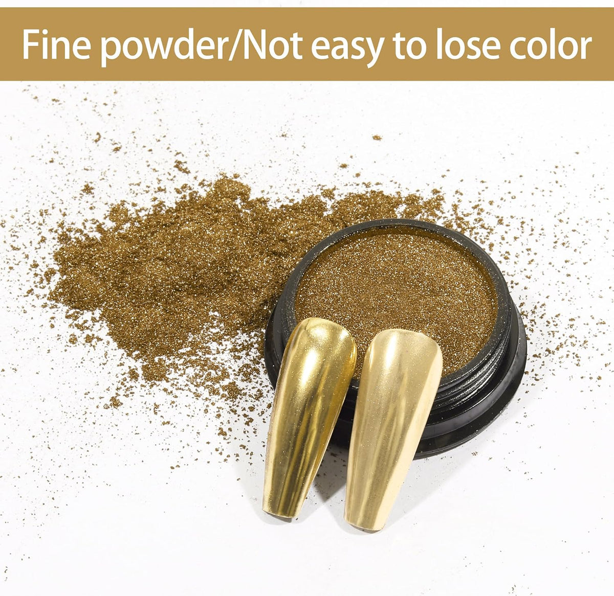 Artdone Chrome Nail Powder, Light Gold Iridescent Aurora Powder Metallic Mirror Effect Pigment