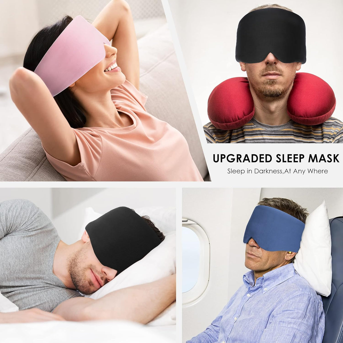 FRESHME Pure Handmade Cotton Sleep Mask - Blackout Eye Mask with Adjustable Velcro Soft and