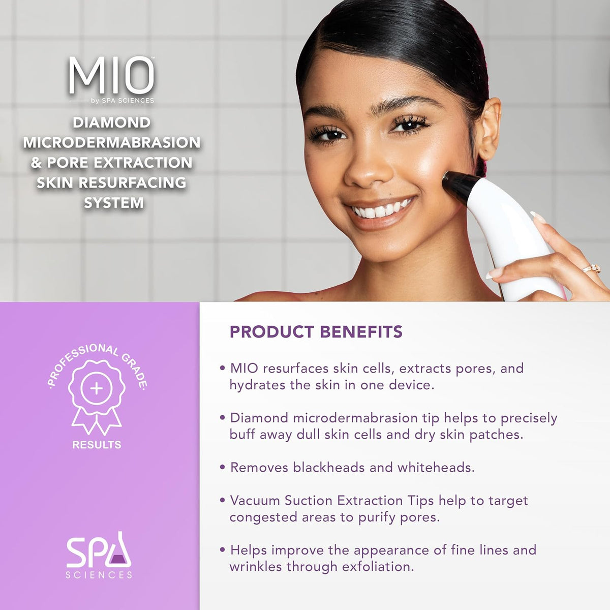 Spa Sciences - MIO - Diamond Tip Microdermabrasion Blackhead Remover, Pore Cleansing, & Resurfacing
