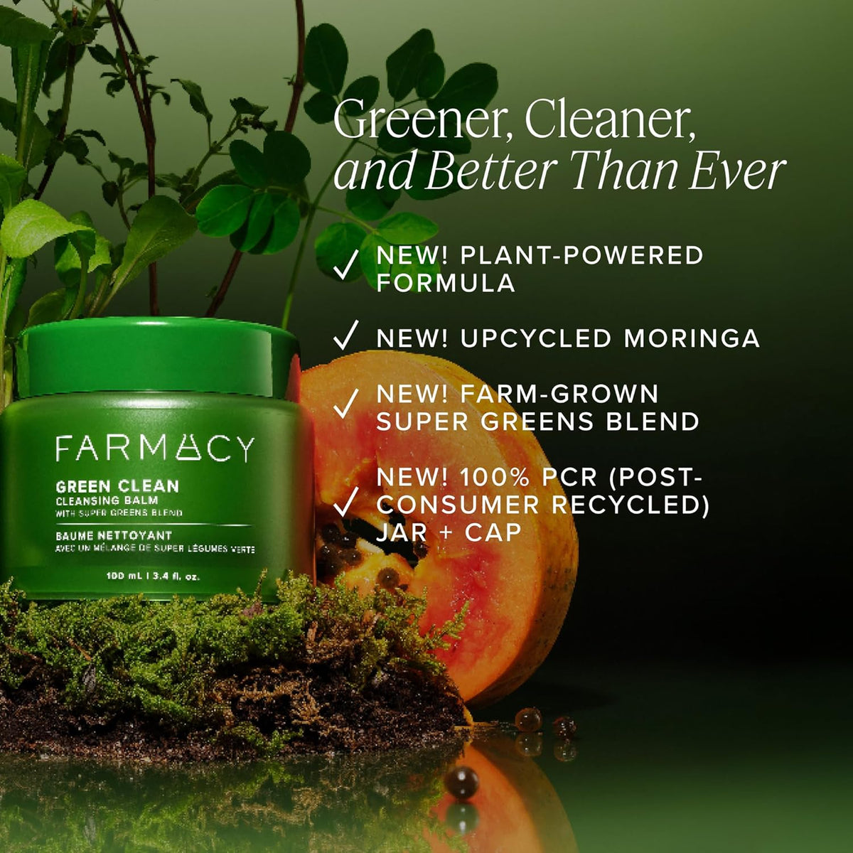 Farmacy Makeup Remover Cleansing Balm - Green Clean Waterproof Makeup Remover + Oil Based Cleanser